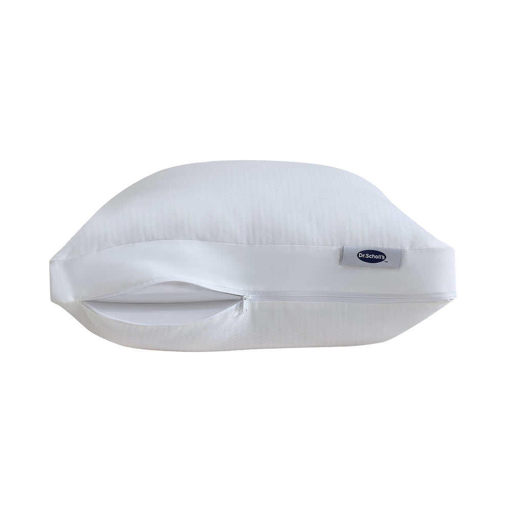 Dr. Scholl’s™ Adjustimize™ Pillow showing a partially open zipper