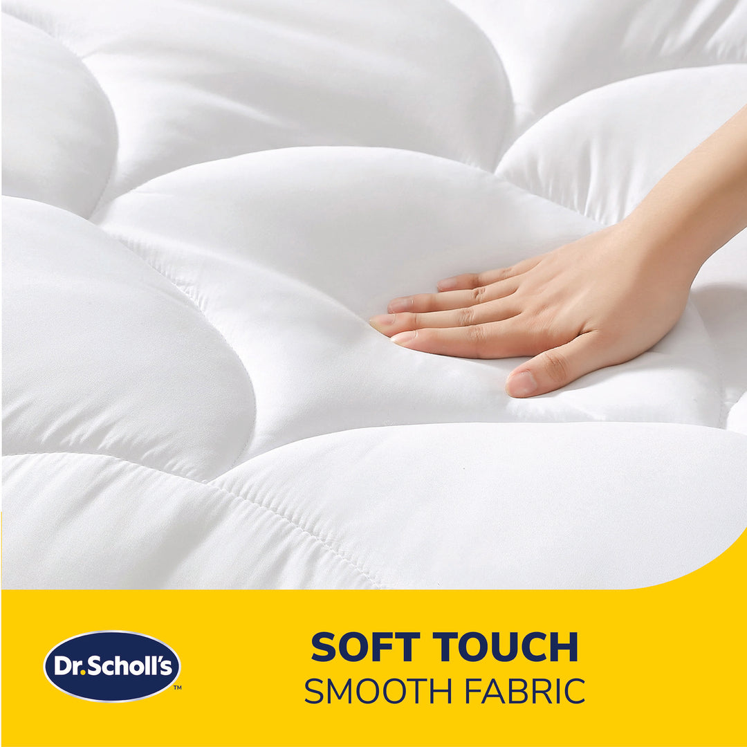 Hand pressing the soft-touch fabric surface of the Dr. Scholl&